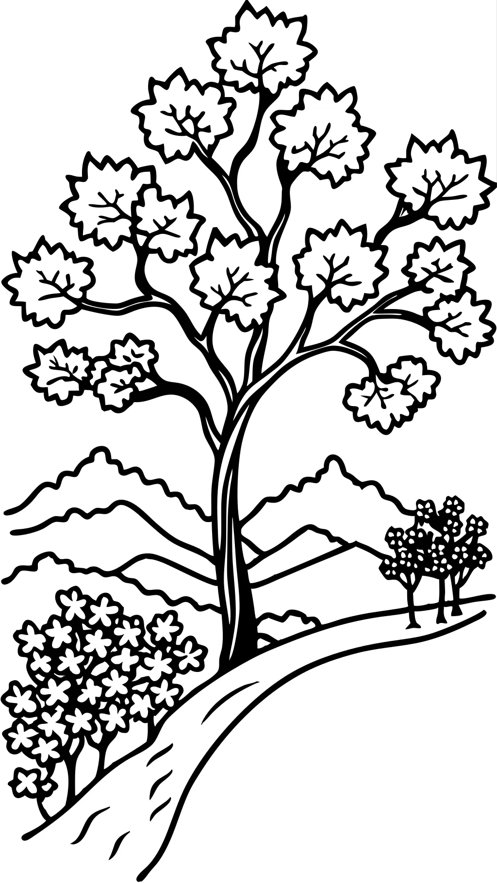 Página para colorear del árbol de la flor de cerezo